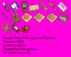 Nancy Drew: Message in a Haunted Mansion - Inventory Items