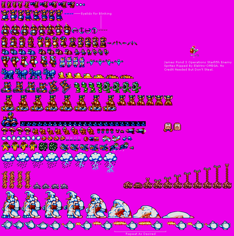 James Pond 3: Operation Starfish - Enemies