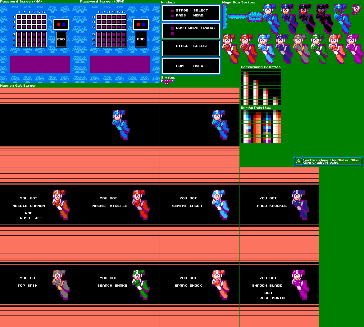 Mega Man 3 - Weapon Get & Password Screens