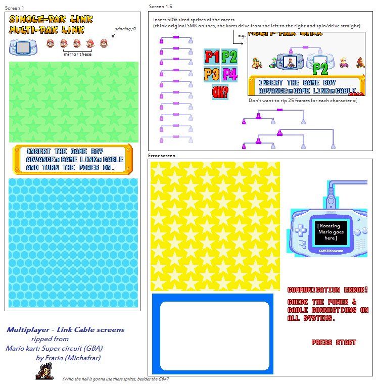 Mario Kart: Super Circuit - Link Cable Screens