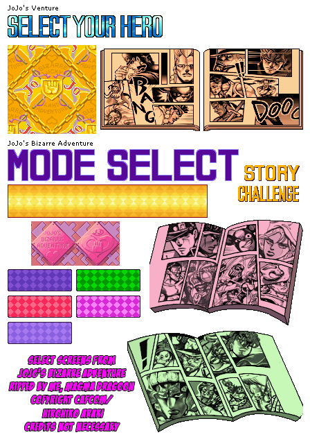 JoJo's Bizarre Adventure - Select Screens