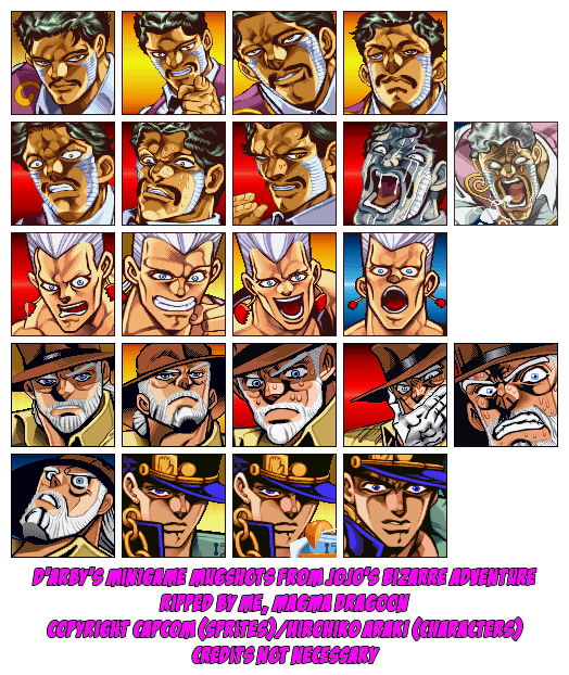 JoJo's Bizarre Adventure - D'Arby's Minigame Mugshots