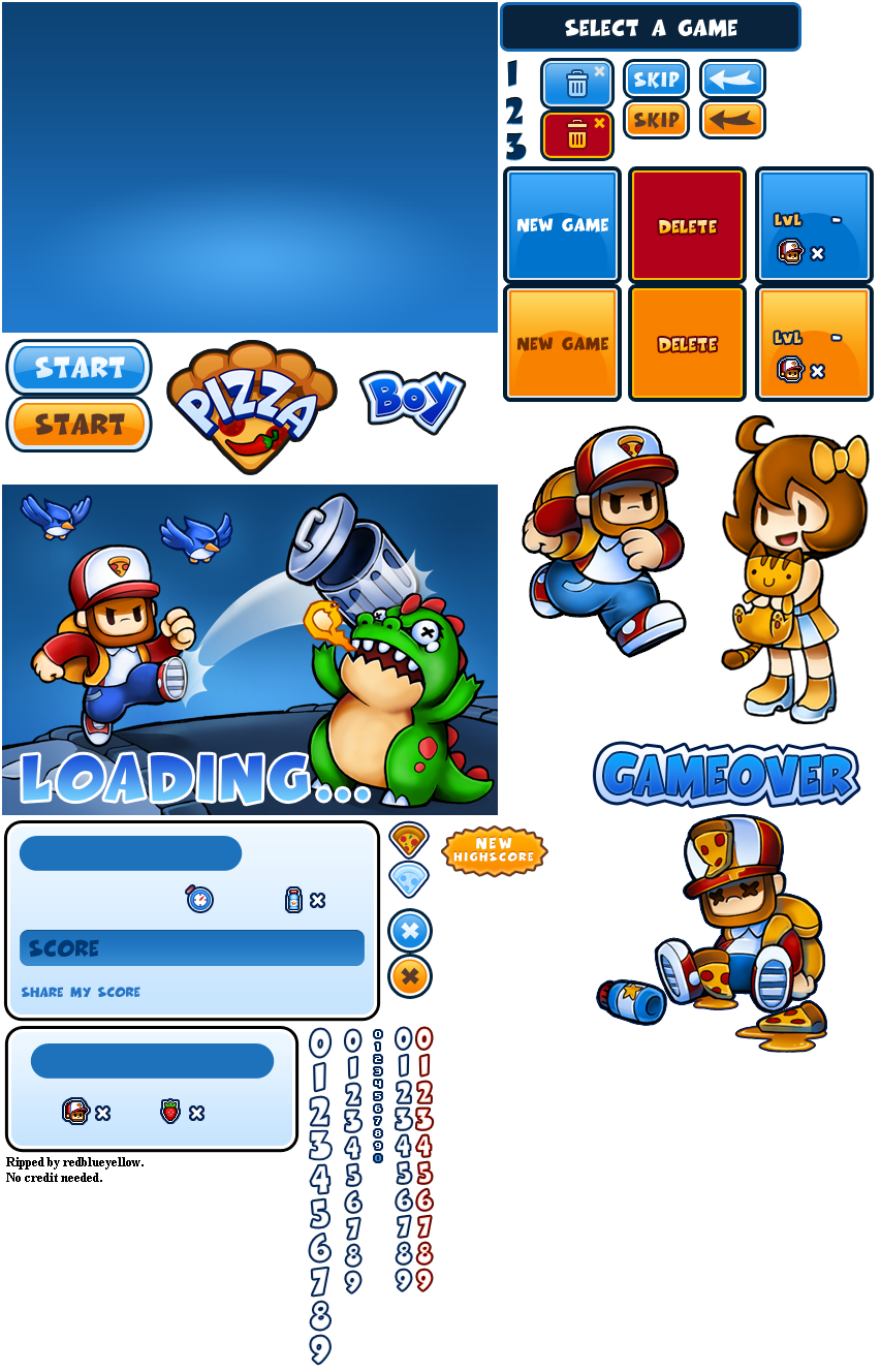Pizza Boy - Menu and Other Screens