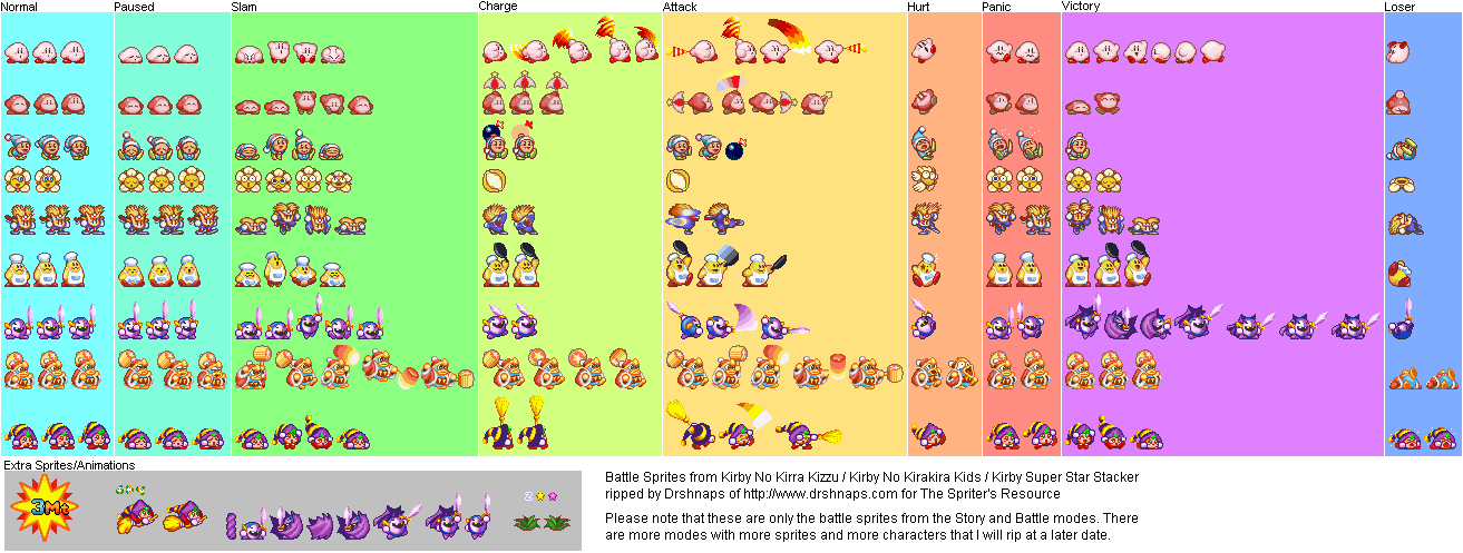 Kirby's Star Stacker / Kirby no Kirakira Kizzu (JPN) - Battle Sprites