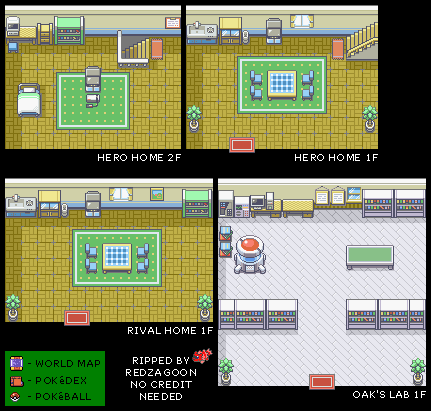 Pokémon FireRed / LeafGreen - Pallet Town Interiors