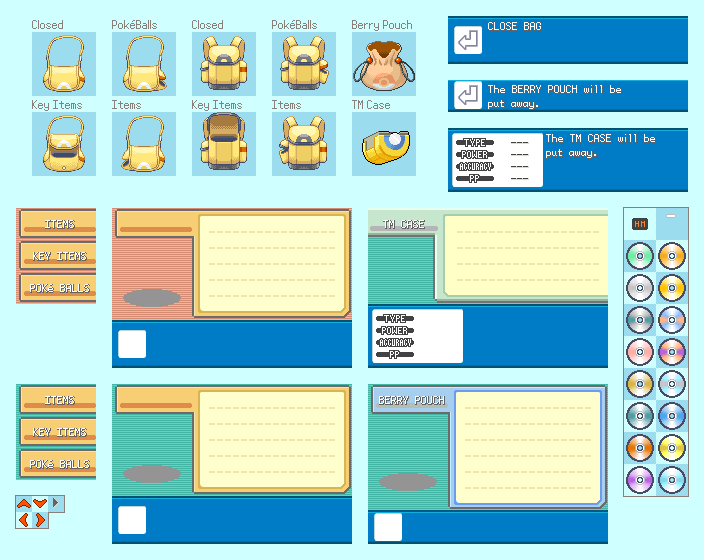 Pokémon FireRed / LeafGreen - Interface & Bag Screens