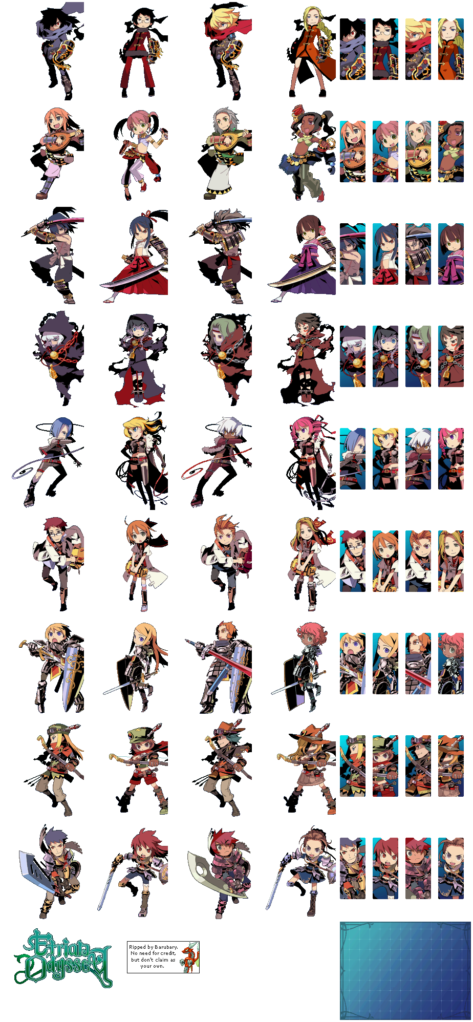 Etrian Odyssey - Characters