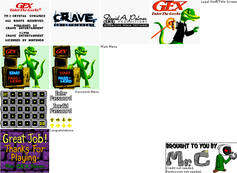 Gex 2: Enter the Gecko - Menus and Title Screen
