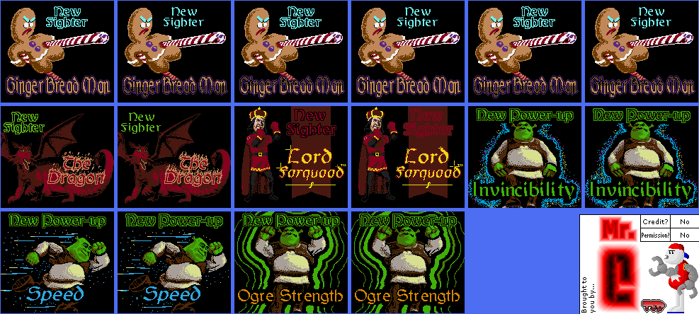 Shrek: Fairy Tale Freakdown - Fighter/Power-Up Unlocked Screens