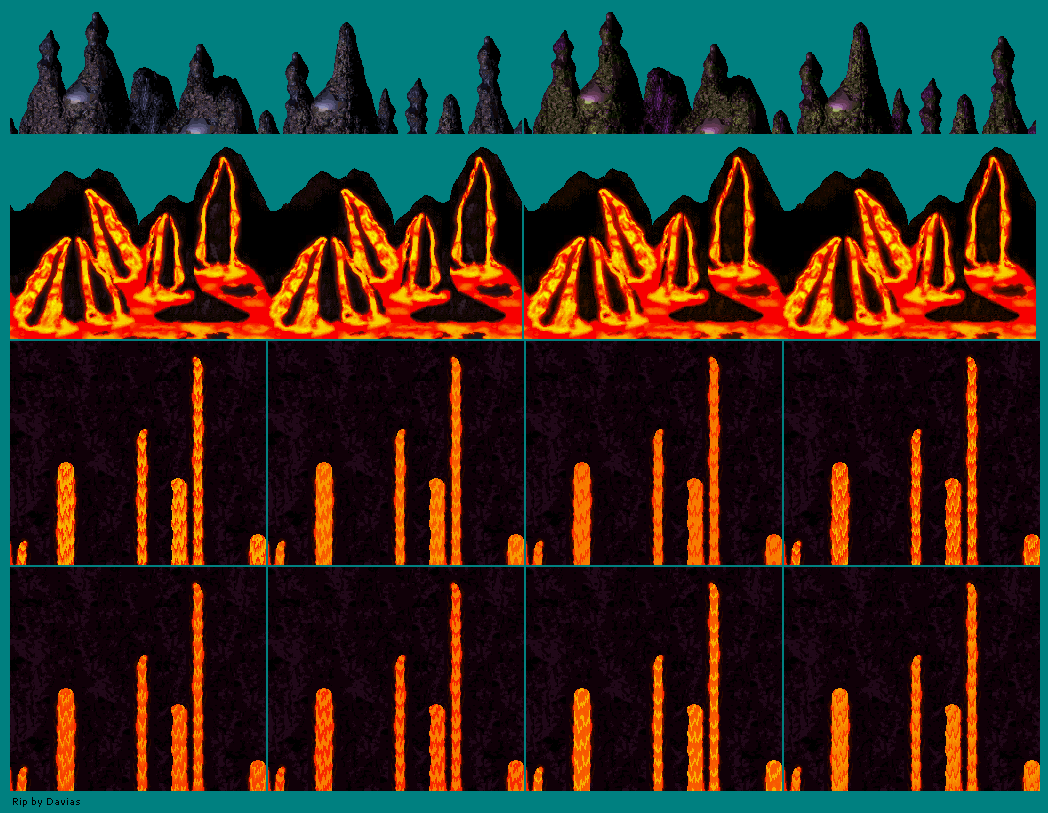 Donkey Kong Country 2: Diddy's Kong Quest - Volcano Back & Foregrounds