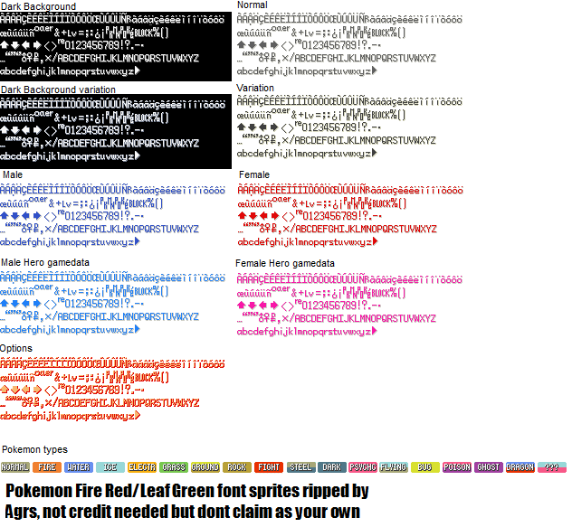 Pokémon FireRed / LeafGreen - Fonts