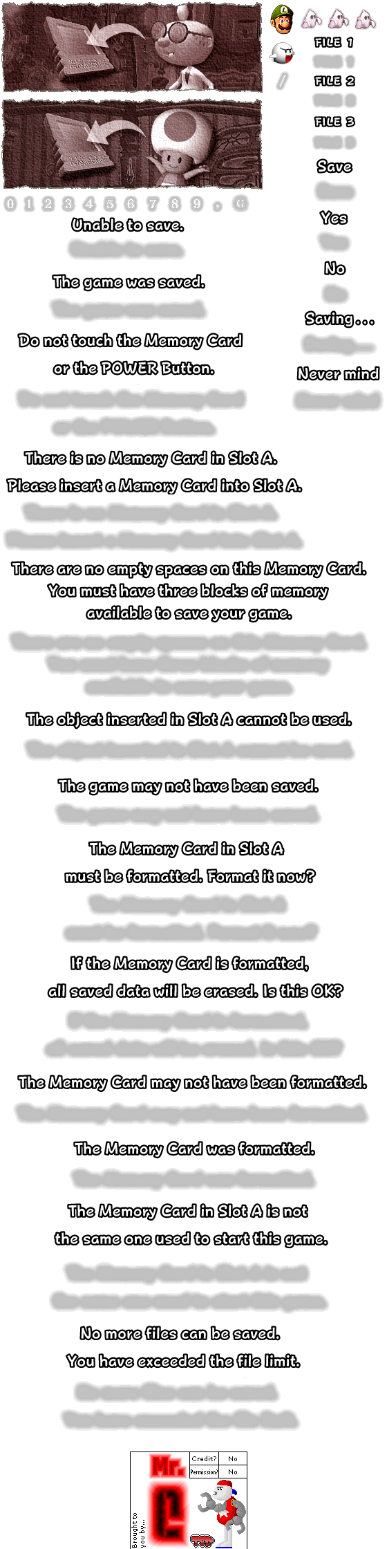 Luigi's Mansion - Save Screen