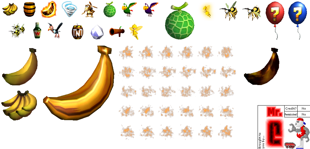 Donkey Kong Barrel Blast / Donkey Kong Jet Race - Item Icons & 2D Items