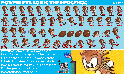 Sonic the Hedgehog Media Customs - Powerless Sonic (Fleetway, Sonic 3-Style)
