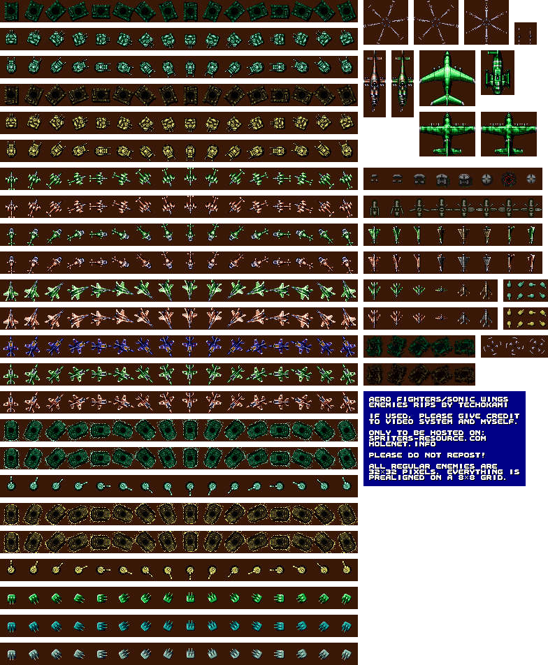 Aero Fighters / Sonic Wings - Enemies