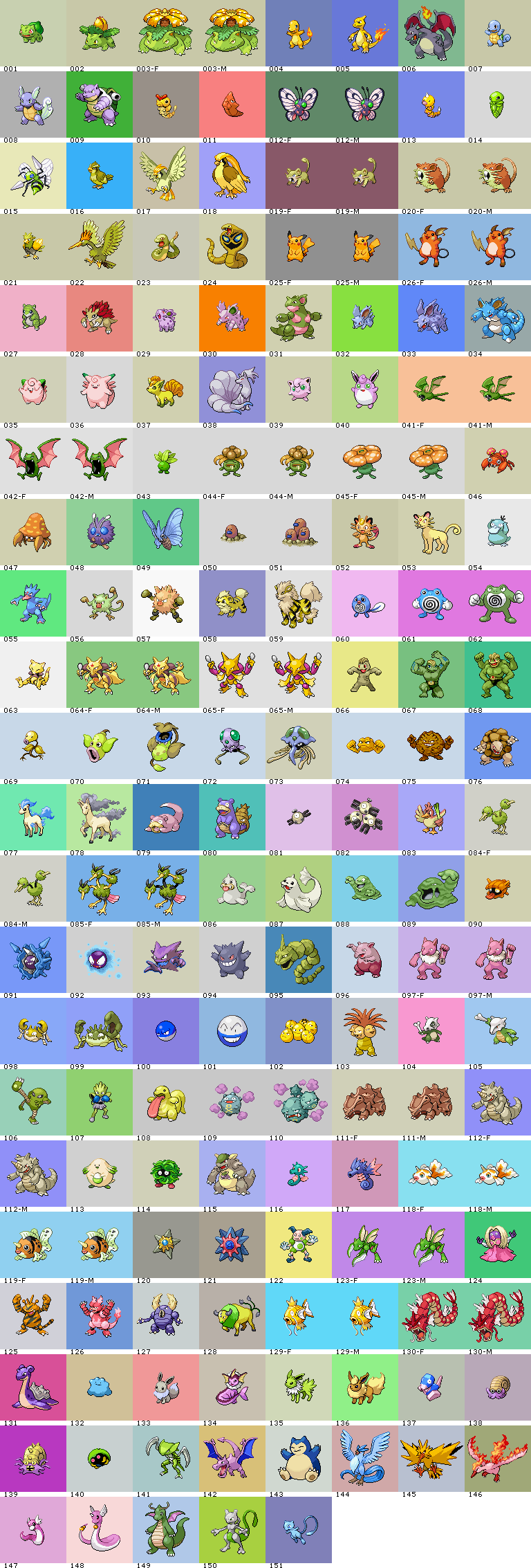 Pokémon (1st Generation, Shiny, Front)