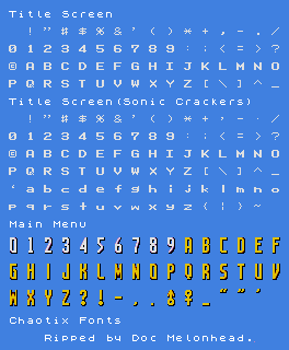 Knuckles' Chaotix (32X) - Fonts