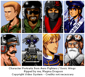 Aero Fighters / Sonic Wings - Character Portraits