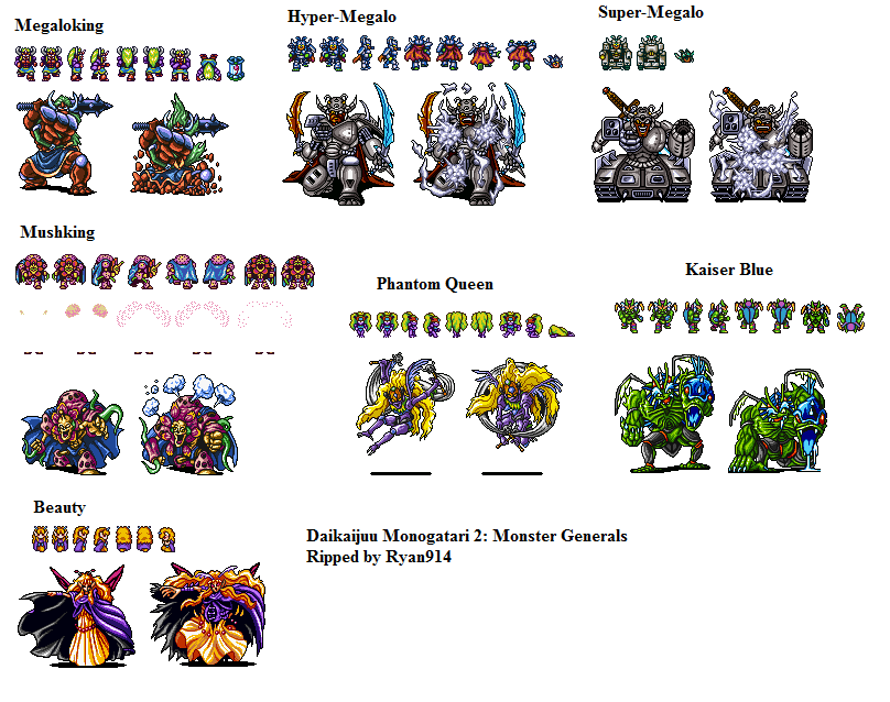 Daikaijuu Monogatari 2 / Super Shell Monsters Story 2 (JPN) - Monster Generals