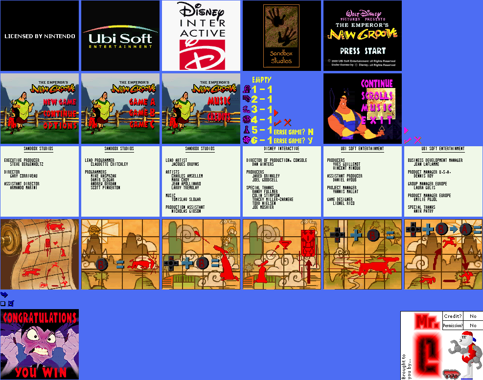 The Emperor's New Groove - Menus, Credits & Special Screens