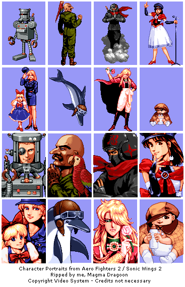 Aero Fighters 2 / Sonic Wings 2 - Character Portraits