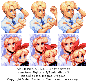 Aero Fighters 3 / Sonic Wings 3 - Alex/Ellen & Cindy Portraits