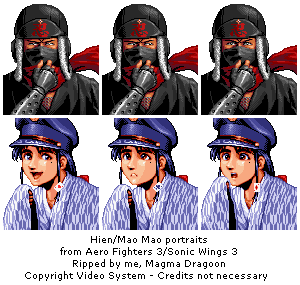 Aero Fighters 3 / Sonic Wings 3 - Hien/Mao Mao Portraits