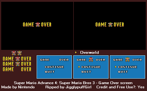Super Mario Advance 4: Super Mario Bros. 3 - Game Over