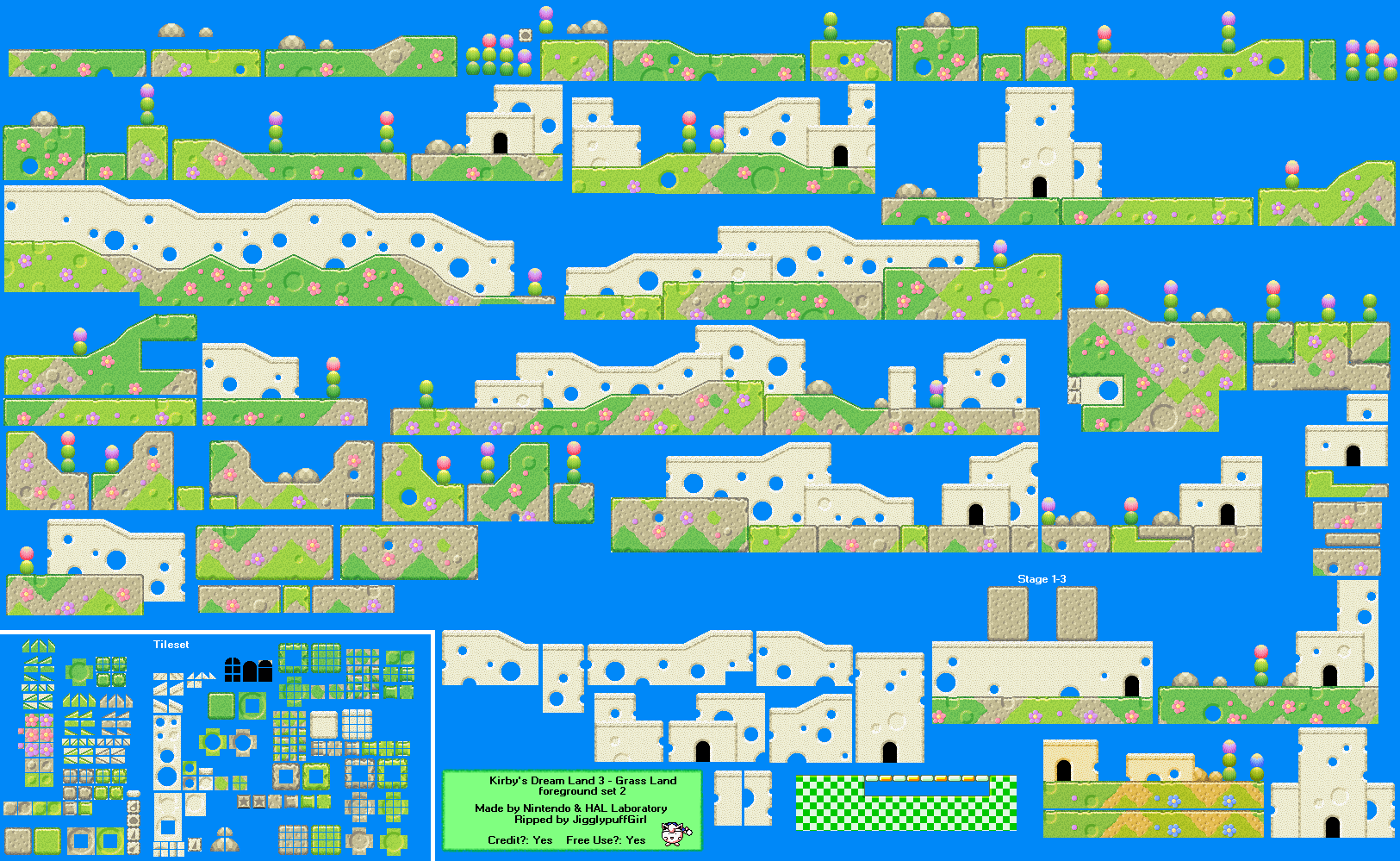 Kirby's Dream Land 3 - Grass Land Foreground Set 2