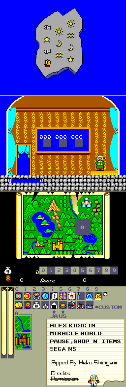 Alex Kidd in Miracle World - Pause, Shop & Items