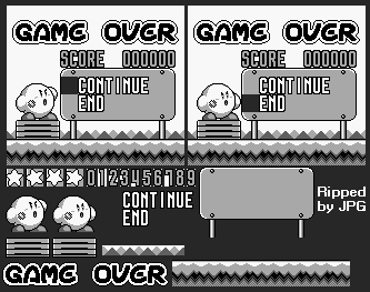 Kirby's Block Ball - Game Over Screen