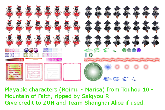 Touhou Fuujinroku (Mountain of Faith) - Playable Characters