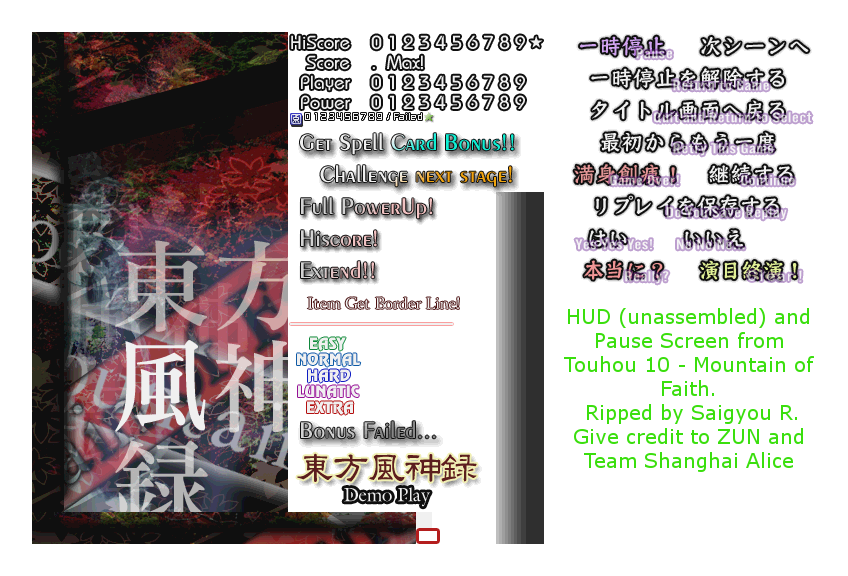 Touhou Fuujinroku (Mountain of Faith) - HUD