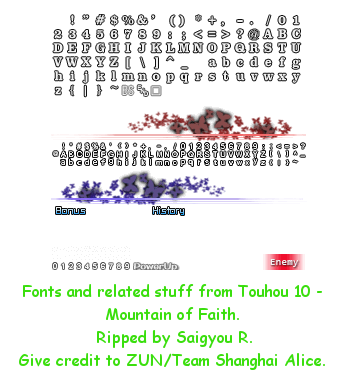 Touhou Fuujinroku (Mountain of Faith) - Fonts