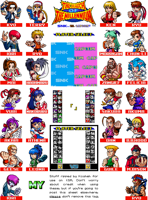 SNK vs. Capcom: The Match of the Millenium - Character Select