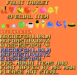 Pac-Mania (Bootleg) - Items & Font