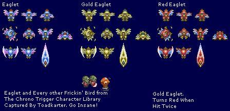 Chrono Trigger - Blue Eaglet, Gold Eaglet, & Red Eaglet
