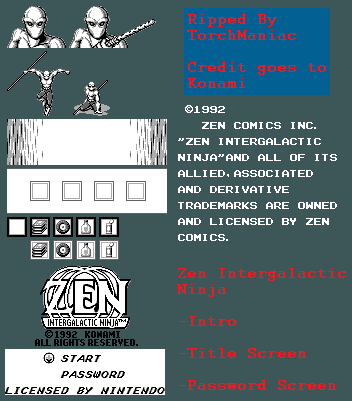 Zen: Intergalactic Ninja - Intro, Title & Password Screens