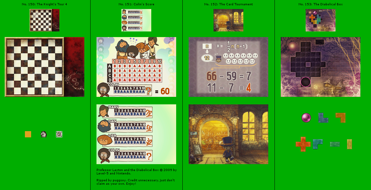 Professor Layton and the Diabolical Box - Puzzles #150 - #153