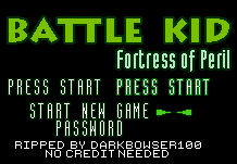 Battle Kid 1: Fortress of Peril (Homebrew) - Title Screen