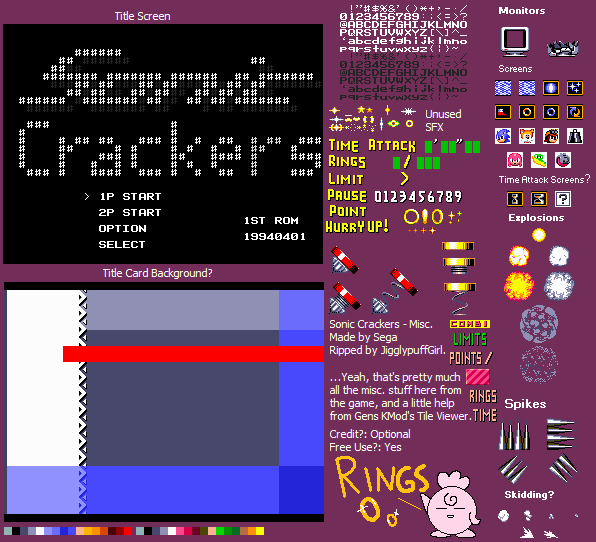 Sonic Crackers (Prototype) - Title Screen, HUD and Unused Effects