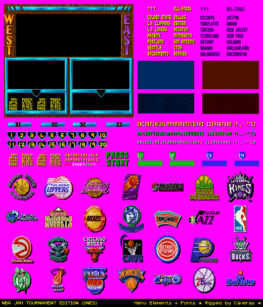 NBA Jam Tournament Edition - Menu Elements + Fonts