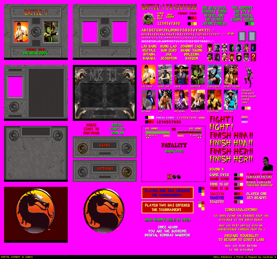 Mortal Kombat 2 - Menu Elements & Fonts