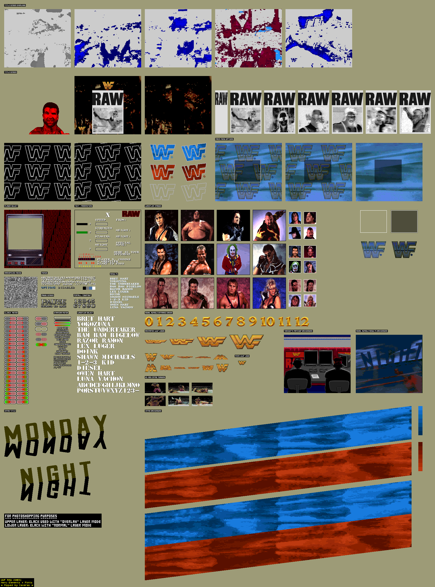WWF RAW - Menu Elements & Fonts