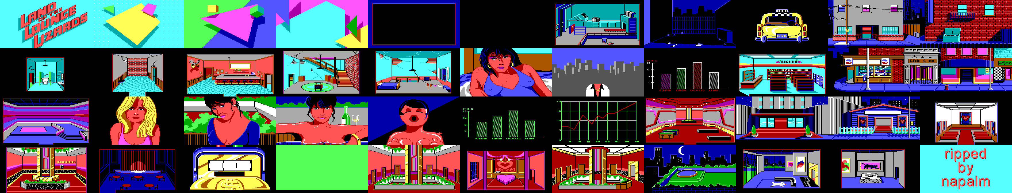 Leisure Suit Larry in the Land of the Lounge Lizards (EGA) - Backgrounds & Events