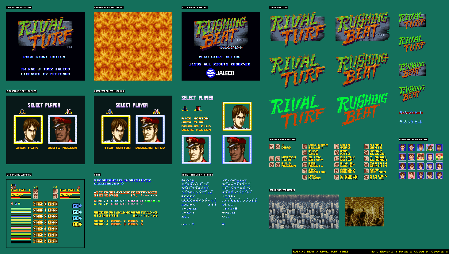 Rival Turf! / Rushing Beat - Menu Elements + Fonts