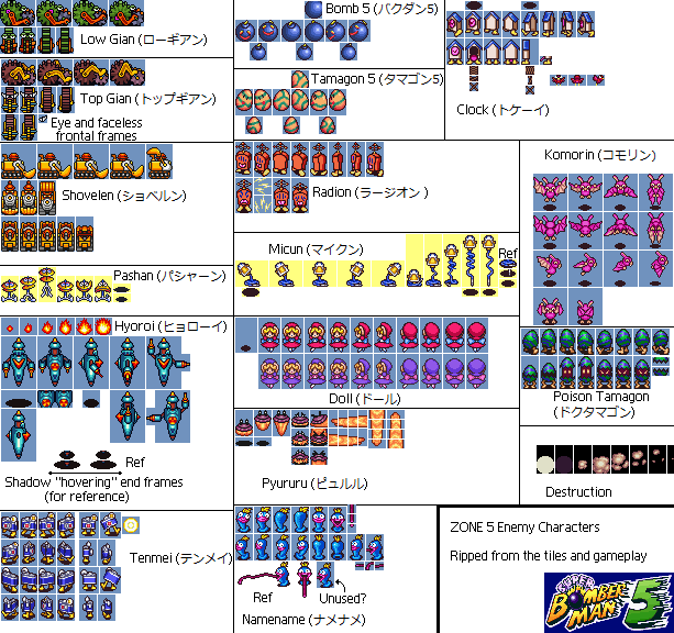 Super Bomberman 5 (JPN) - ZONE 5 Enemy Characters