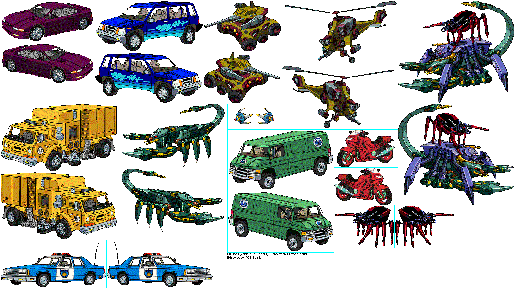 Spider-Man Cartoon Maker - Brushes - Vehicles & Robots