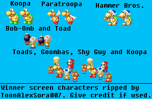 Mario Kart: Super Circuit - Winner Screen Characters