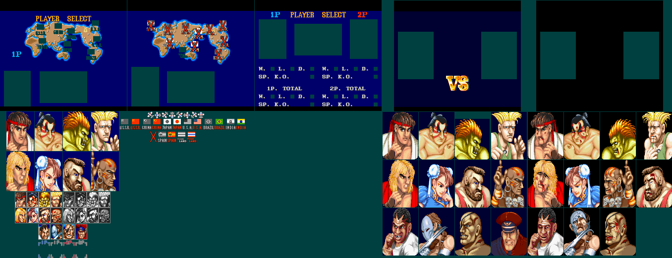Street Fighter II: The World Warrior / Street Fighter II Turbo: Hyper Fighting - Player Select & Splash Screens
